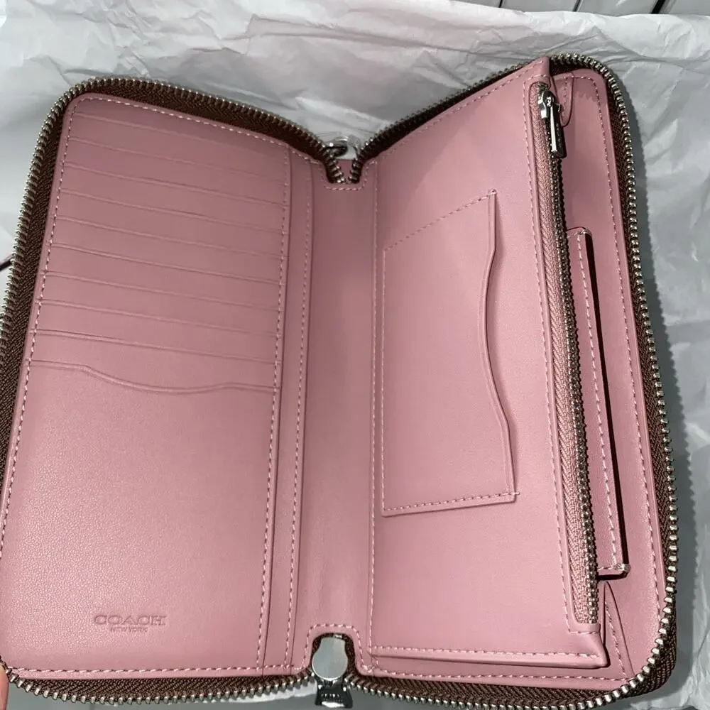 Coach Long Zip Around Wallet With Detachable Card Case In Signature Canvas